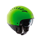 Casco EL'FRESH, un demi-jet con visiera parasole integrata. Colore verde opaco. Di TUCANO URBANO.